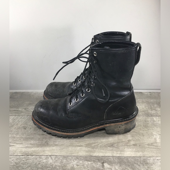 Mens Red Worx Shoes 5470 Logger Steel Toe Leather Work Logging Boots Size 8.5 M main image 8
